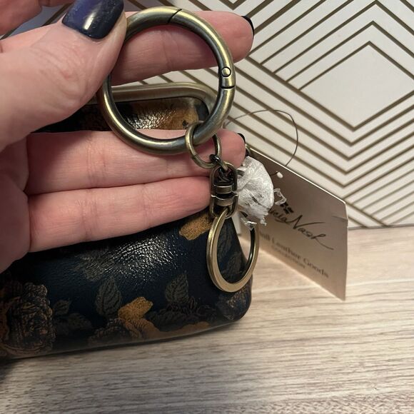 NWT PATRICIA NASH BORSE Leather Coin Purse Vintage Floral Brocade Denim Fields - Picture 6 of 12